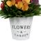 7.5" Wooden Artificial Spring Floral Arrangement with Flowers & Garden Pot